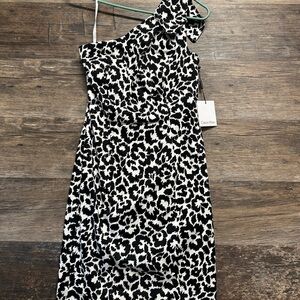 Calvin Klein Black and White One-Shoulder Dress